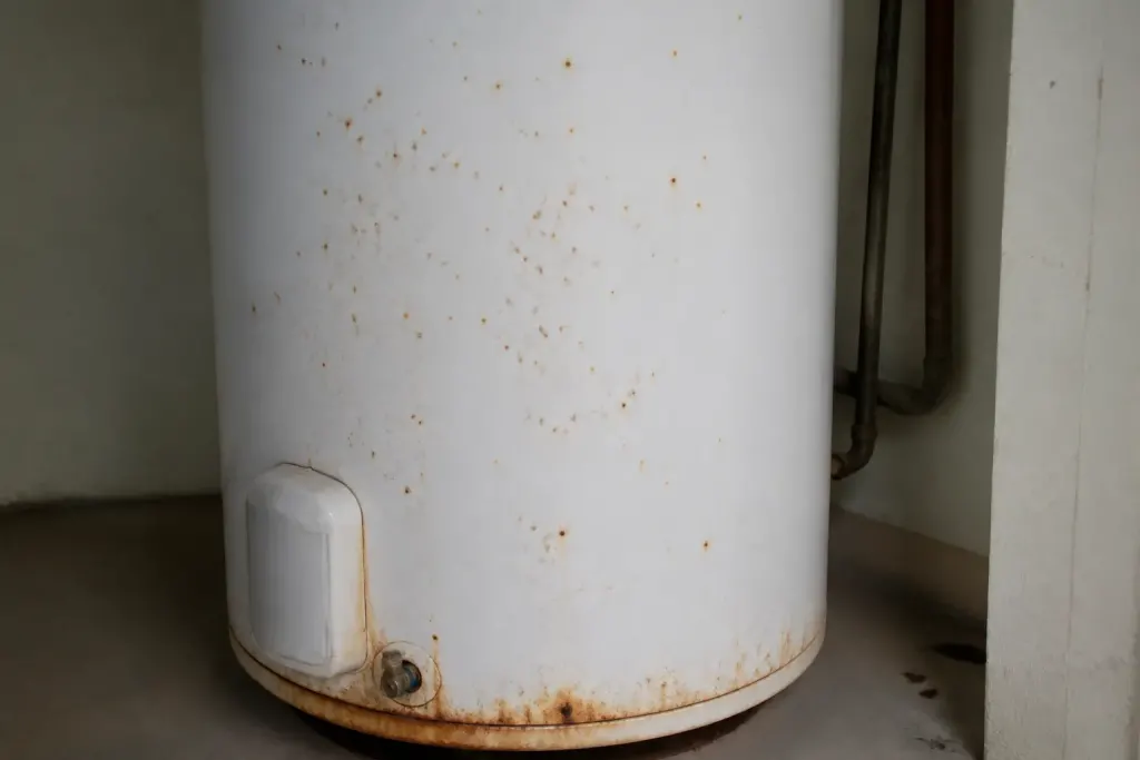 Chauffe-eau blanc marques rouille corrosion surface